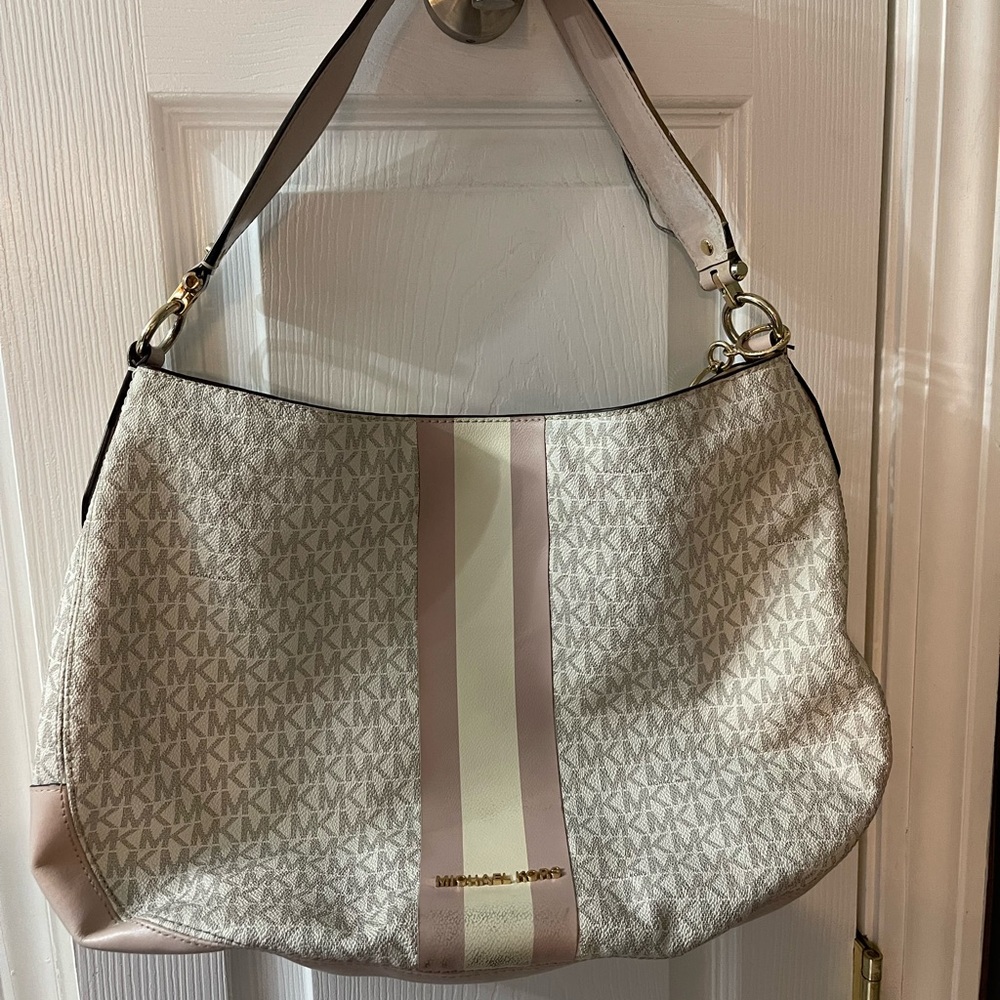 Michael Kors Cream and Pink Shoulder Bag